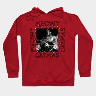 Meowy Catmas - Cat Holiday Lights Hoodie